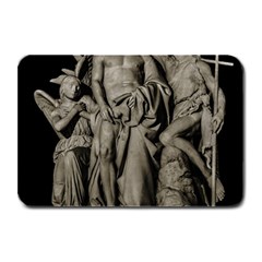 Catholic Motif Sculpture Over Black Plate Mats by dflcprintsclothing