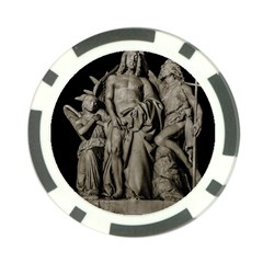 Catholic Motif Sculpture Over Black Poker Chip Card Guard by dflcprintsclothing