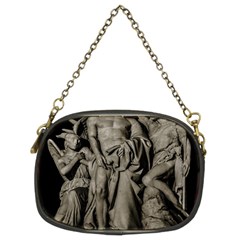 Catholic Motif Sculpture Over Black Chain Purse (two Sides)