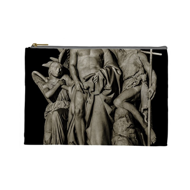 Catholic Motif Sculpture Over Black Cosmetic Bag (Large)