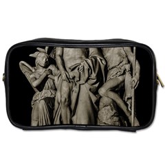 Catholic Motif Sculpture Over Black Toiletries Bag (two Sides)