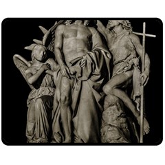 Catholic Motif Sculpture Over Black Fleece Blanket (medium) by dflcprintsclothing