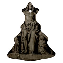 Catholic Motif Sculpture Over Black Ornament (christmas Tree) 