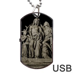 Catholic Motif Sculpture Over Black Dog Tag Usb Flash (one Side) by dflcprintsclothing