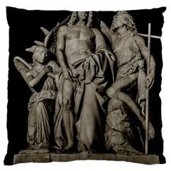 Catholic Motif Sculpture Over Black Large Cushion Case (two Sides)