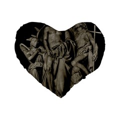 Catholic Motif Sculpture Over Black Standard 16  Premium Heart Shape Cushions