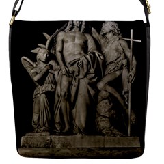 Catholic Motif Sculpture Over Black Flap Closure Messenger Bag (s)