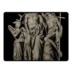 Catholic Motif Sculpture Over Black Double Sided Fleece Blanket (small)