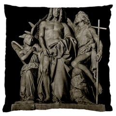 Catholic Motif Sculpture Over Black Standard Flano Cushion Case (one Side)