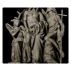 Catholic Motif Sculpture Over Black Double Sided Flano Blanket (small) by dflcprintsclothing