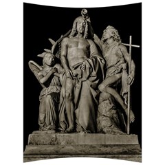 Catholic Motif Sculpture Over Black Back Support Cushion