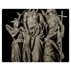 Catholic Motif Sculpture Over Black Flano Blanket (medium) by dflcprintsclothing