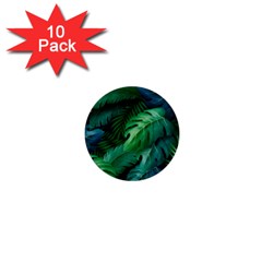 Tropical Green Leaves Background 1  Mini Buttons (10 Pack)  by Pakemis