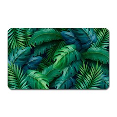 Tropical Green Leaves Background Magnet (rectangular) by Pakemis