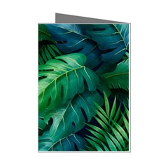 Tropical Green Leaves Background Mini Greeting Cards (pkg Of 8) by Pakemis