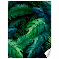 Tropical Green Leaves Background Canvas 36  X 48  by Pakemis