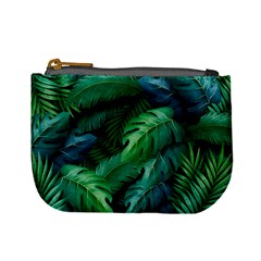 Tropical Green Leaves Background Mini Coin Purse by Pakemis