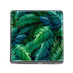 Tropical Green Leaves Background Memory Card Reader (square 5 Slot) by Pakemis