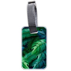 Tropical Green Leaves Background Luggage Tag (two Sides) by Pakemis