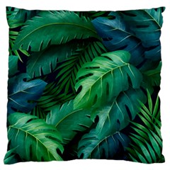 Tropical Green Leaves Background Large Cushion Case (two Sides) by Pakemis