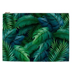 Tropical Green Leaves Background Cosmetic Bag (xxl) by Pakemis