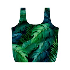 Tropical Green Leaves Background Full Print Recycle Bag (m) by Pakemis