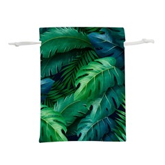 Tropical Green Leaves Background Lightweight Drawstring Pouch (l) by Pakemis