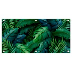 Tropical Green Leaves Background Banner And Sign 4  X 2  by Pakemis