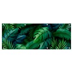 Tropical Green Leaves Background Banner and Sign 8  x 3  Front