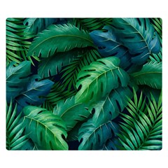 Tropical Green Leaves Background Flano Blanket (small)