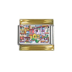 Menton Old Town France Gold Trim Italian Charm (9mm) by Pakemis