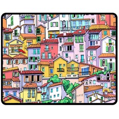 Menton Old Town France Double Sided Fleece Blanket (medium) by Pakemis