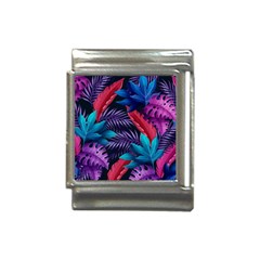 Background With Violet Blue Tropical Leaves Italian Charm (13mm) by Pakemis