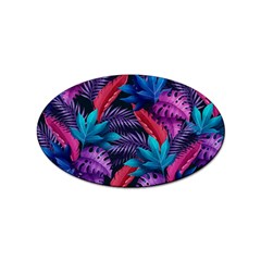 Background With Violet Blue Tropical Leaves Sticker Oval (100 Pack)