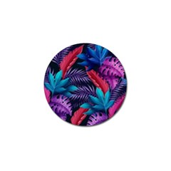 Background With Violet Blue Tropical Leaves Golf Ball Marker (4 Pack) by Pakemis