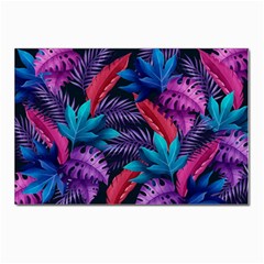 Background With Violet Blue Tropical Leaves Postcard 4 x 6  (pkg Of 10)