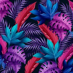 Background With Violet Blue Tropical Leaves Play Mat (rectangle) by Pakemis