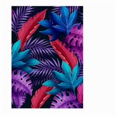 Background With Violet Blue Tropical Leaves Large Garden Flag (two Sides) by Pakemis