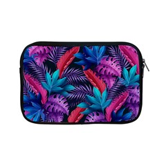 Background With Violet Blue Tropical Leaves Apple Ipad Mini Zipper Cases by Pakemis