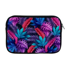 Background With Violet Blue Tropical Leaves Apple Macbook Pro 17  Zipper Case by Pakemis