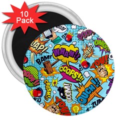 Comic Elements Colorful Seamless Pattern 3  Magnets (10 Pack)  by Pakemis