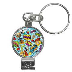 Comic Elements Colorful Seamless Pattern Nail Clippers Key Chain