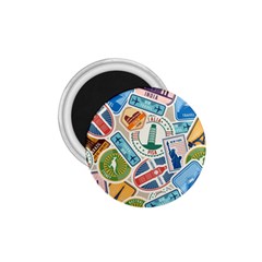 Travel Pattern Immigration Stamps Stickers With Historical Cultural Objects Travelling Visa Immigran 1 75  Magnets by Pakemis