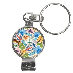 Travel Pattern Immigration Stamps Stickers With Historical Cultural Objects Travelling Visa Immigran Nail Clippers Key Chain by Pakemis