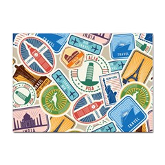 Travel Pattern Immigration Stamps Stickers With Historical Cultural Objects Travelling Visa Immigran Sticker A4 (10 Pack) by Pakemis