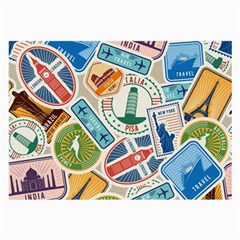 Travel Pattern Immigration Stamps Stickers With Historical Cultural Objects Travelling Visa Immigran Large Glasses Cloth by Pakemis