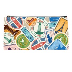 Travel Pattern Immigration Stamps Stickers With Historical Cultural Objects Travelling Visa Immigran Pencil Case by Pakemis