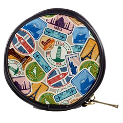 Travel Pattern Immigration Stamps Stickers With Historical Cultural Objects Travelling Visa Immigran Mini Makeup Bag by Pakemis