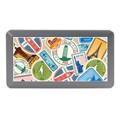 Travel Pattern Immigration Stamps Stickers With Historical Cultural Objects Travelling Visa Immigran Memory Card Reader (mini) by Pakemis