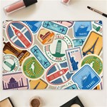 Travel Pattern Immigration Stamps Stickers With Historical Cultural Objects Travelling Visa Immigran Cosmetic Bag (XXL) Front